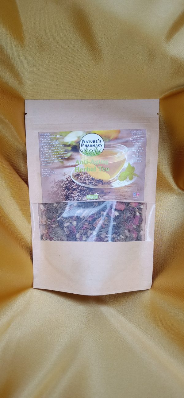 Our anti-aging herbal tea has been handcrafted to help increase skin elasticity,reduce age spots,reduce wrinkles and fine lines