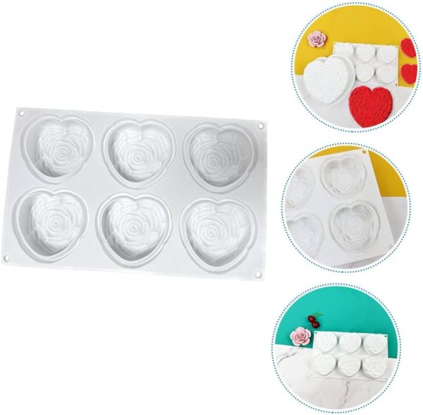ROSE HEART SILICONE MOULD 6 cavities