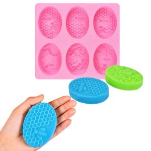 Honey Bee Silicone Soap Mold 6 cavities oval