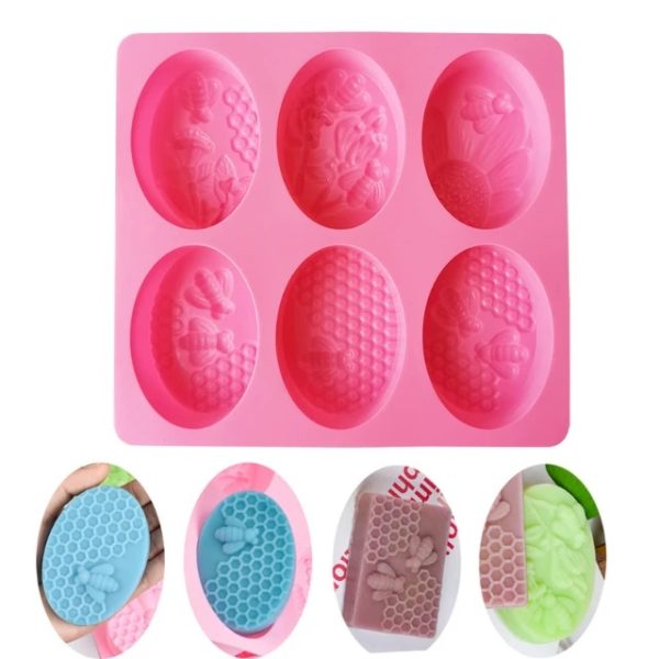 Honey Bee Silicone Soap Mold 6 cavities oval - Image 3