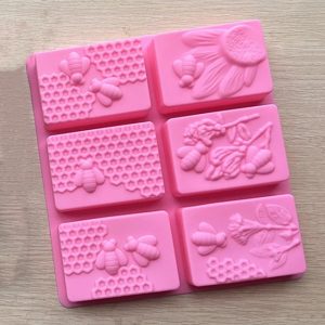 Honey Bee Silicone Soap Mold 6 cavities square