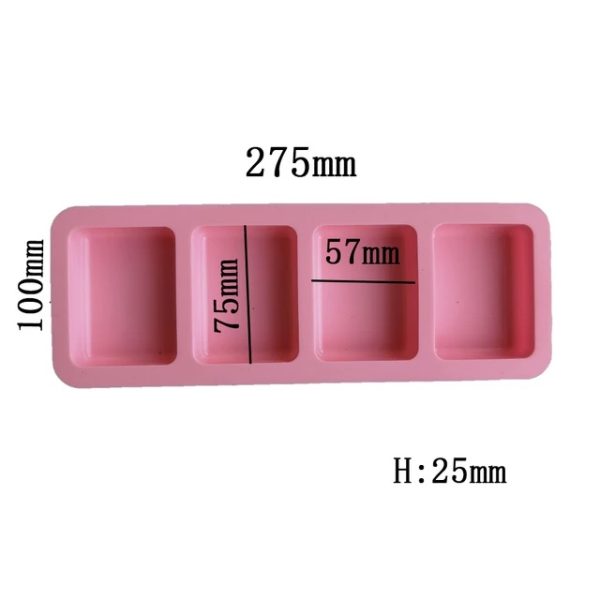 4 Cavity silicone square mould