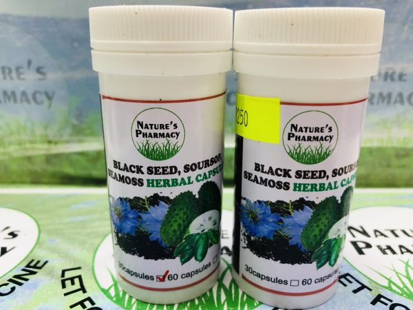 BLACK SEED+SEAMOSS+
SOURSOP CAPSULES 30s