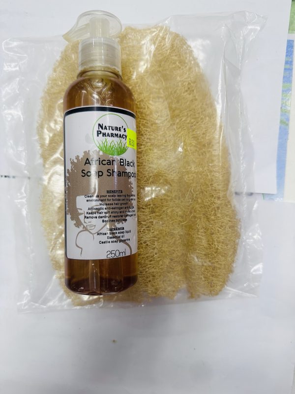 Loofer sponge + African black soap liquid combo 250mls
