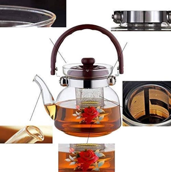 Heat resistant glass tea pot with infuser 1.4 litres - Image 3