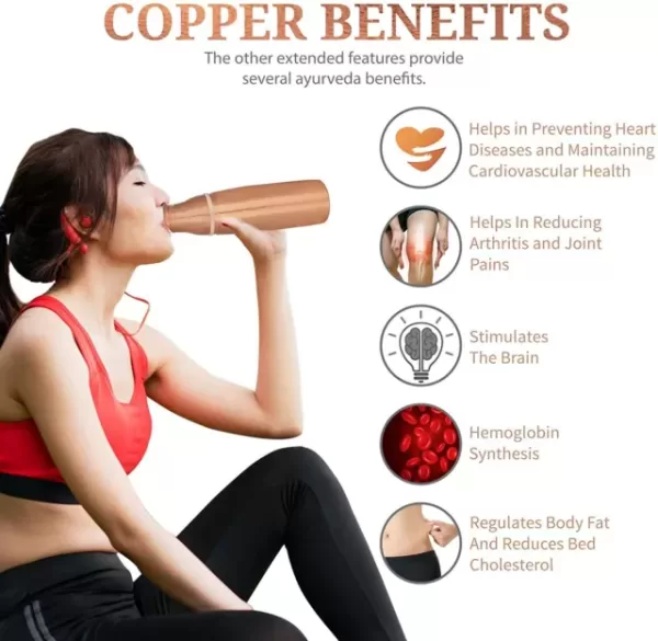 Copper water bottle Dr.Water copper water 1litre - Image 3