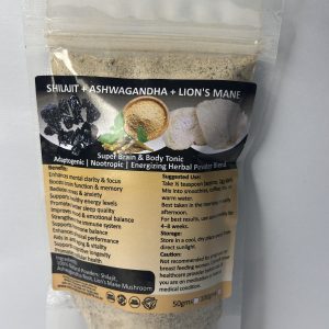 Shilajit,Ashwaghanda,Lions Mane PowderPower Blend